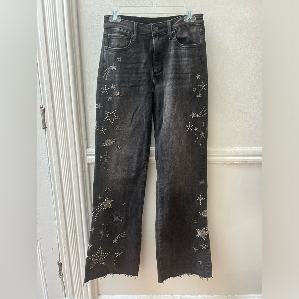 Free People embroidered wide leg Charlee jeans